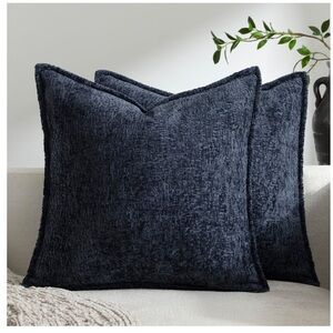 Soft Cozy Chenille Pillow Covers ‘Bed Sofa Living Room’ 18x18” NAVY BLUE